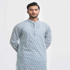 White Cotton Semi Fit Panjabi